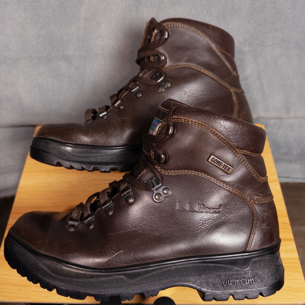 LL Bean Cresta Hiking Boots Womens 8.5 Brown Gore-Tex Vibram Leather Italy - Picture 4 of 9
